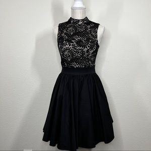 Chi chi London high neck lace fit n flare mini dress